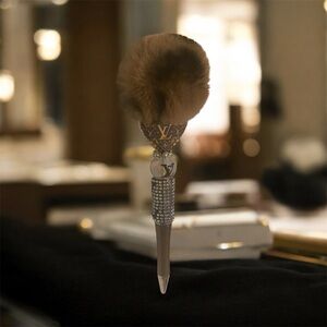 Brown Sparkly Pom Pom Pen with Rhinestones